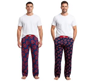 Pantalon de pyjama homme RE:COVERED X MARVEL Deadpool Icon Repeat - Imprimé Deadpool - PCMARV504 Bleu marine/rouge