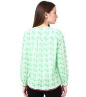 Blusa de verano para mujer ZWILLINGSHERZ con estampado de lunares, tipo túnica, con o sin borlas, en verde o azul
