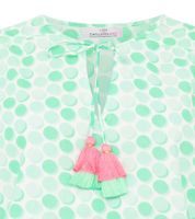 Blusa de verano para mujer ZWILLINGSHERZ con estampado de lunares, tipo túnica, con o sin borlas, en verde o azul