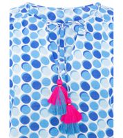 Blusa de verano para mujer ZWILLINGSHERZ con estampado de lunares, tipo túnica, con o sin borlas, en verde o azul