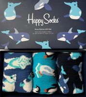 3 paia di calzini Happy Socks Polar Edition in cotone con stampa di orsi polari, pinguini e balene, confezione risparmio in scatola regalo P000551 Blu/Blu navy/Nero