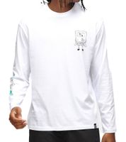 RE:COVERED X Nickelodeon Men's Long-Sleeved Shirt with Various Prints SpongeBob SquarePants Cotton Pullover Crew Neck Shirt in White