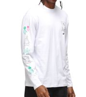 RE:COVERED X Nickelodeon Men's Long-Sleeved Shirt with Various Prints SpongeBob SquarePants Cotton Pullover Crew Neck Shirt in White