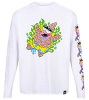 RE:COVERED X Nickelodeon Men's Long-Sleeved Shirt with Various Prints SpongeBob SquarePants Cotton Pullover Crew Neck Shirt in White