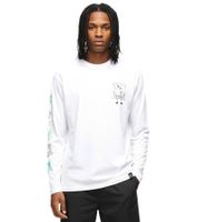 RE:COVERED X Nickelodeon Men's Long-Sleeved Shirt with Various Prints SpongeBob SquarePants Cotton Pullover Crew Neck Shirt in White