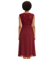 Women's Chiffon Dress with Lace and Embroidered Sequins, Mini Dress, Sleeveless Summer Dress, 938376 Ruby Red