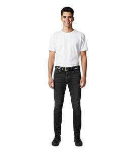 Ceinture Used du groupe de rock américain pour homme. Ceinture décontractée en cuir ajustable, noire.