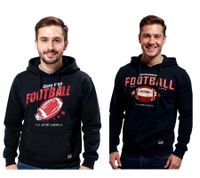 U.S. SPORT AMERICA Men's Hoodie with Football Motif, Cotton Pullover, Casual Hoodie in Black or Dark Blue