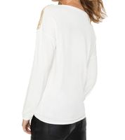 Jersey navideño para mujer con lentejuelas y cuello redondo, jersey de árbol de Navidad, camisa de manga larga con purpurina, 951396 blanco (paquete de 2)