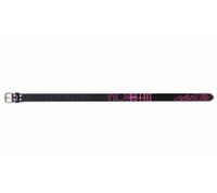 Cintura HIM in vera pelle con logo del gruppo, elegante cintura casual, lunghezza 110 cm, nero/viola