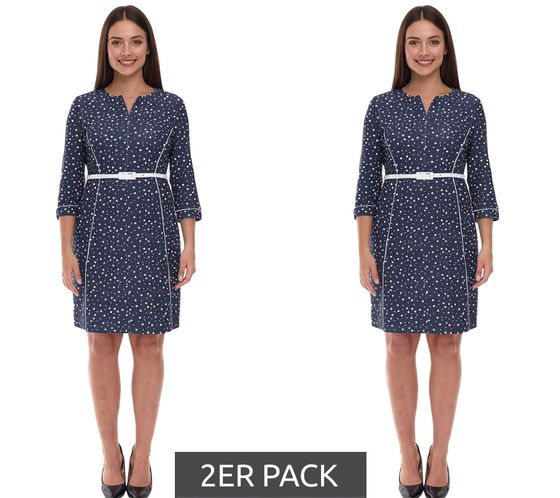 2-Pack Polka Dot Women's Dress with Belt, Beach Outfit, Midi Dress 940590 Dark Blue/White