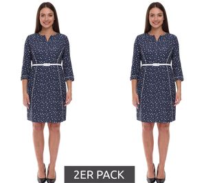 Pack of 2 Polka Dot Women's Spring Dresses with Belt, Beach Outfit, Midi Dress, 940590, Dark Blue/White Pack of 2 Polka Dot Women's Spring Dresses with Belt, Beach Outfit, Midi Dress, 940590, Dark Blue/White