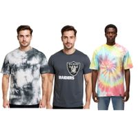 RE:COVERED X NFL Las Vegas Raiders - Camiseta de algodón con logo estampado para hombre, cuello redondo, disponible en gris/blanco o gris.