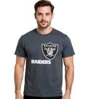 RE:COVERED X NFL Las Vegas Raiders - Camiseta de algodón con logo estampado para hombre, cuello redondo, disponible en gris/blanco o gris.