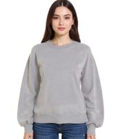 Sudadera ZEGY para mujer, jersey sencillo de algodón, jersey de cuello redondo 1065 en gris, rosa o beige