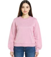 Sudadera ZEGY para mujer, jersey sencillo de algodón, jersey de cuello redondo 1065 en gris, rosa o beige