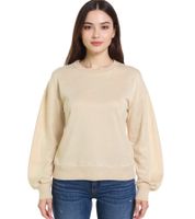 Sudadera ZEGY para mujer, jersey sencillo de algodón, jersey de cuello redondo 1065 en gris, rosa o beige