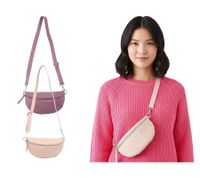 ZWILLINGSHERZ Women's Genuine Leather Crossbody Bag with Detachable Shoulder Strap, Fanny Pack, Fashionable Evening Bag 1416C in Dusty Rose or Pink