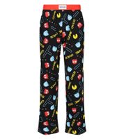 RE:COVERED X Pac-Man Pantalones de pijama para hombre con estampado integral de Pac-Man en negro/amarillo o negro/rojo