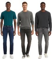 LEVI´S 511 Herren Jeans-Hose im 5-Pocket-Style Baumwoll-Hose Slim-Fit Denim-Hose 45115 in Grau oder Blau