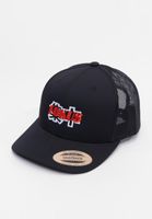 Elegante gorra FOKUS x DEF Snapback ajustable para uso diario en negro/rojo o negro/blanco