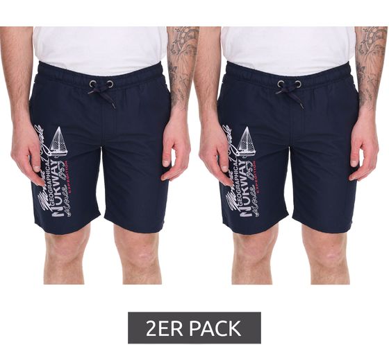 Lot de 2 boxers de bain homme GEOGRAPHICAL NORWAY Quara avec logo imprimé, short de bain avec poches, short de bain 001 Bleu marine