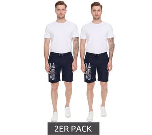 2er Pack GEOGRAPHICAL NORWAY Quara Herren Badehose Schwimm-Hose mit Logo-Print Bade-Shorts mit Taschen Schwimm-Shorts 001 Navy