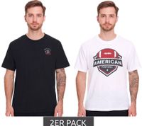 2-pack of U.S. SPORT AMERICA men's basic cotton crew neck short-sleeved t-shirts in blue/black, black/white, or blue/white
