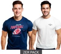2-pack of U.S. SPORT AMERICA men's basic cotton crew neck short-sleeved t-shirts in blue/black, black/white, or blue/white