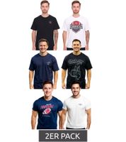 2-pack of U.S. SPORT AMERICA men's basic cotton crew neck short-sleeved t-shirts in blue/black, black/white, or blue/white