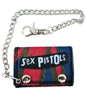 Sex Pistols Punk Rock Band Wallet with Logo Print, Blue/Red
