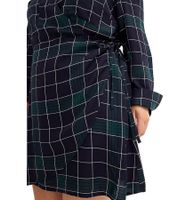 Vestido mini fluido de mujer, vestido cruzado de cuadros con cuello camisero, 914043 Azul