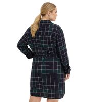 Vestido mini fluido de mujer, vestido cruzado de cuadros con cuello camisero, 914043 Azul