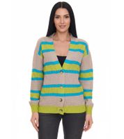 Cardigan da donna Aniston CASUAL: Cardigan alla moda con chiusura a bottoni e righe a contrasto in beige/blu/verde o nero/arancione/viola