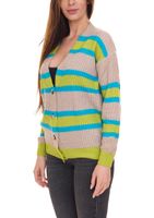 Cardigan da donna Aniston CASUAL: Cardigan alla moda con chiusura a bottoni e righe a contrasto in beige/blu/verde o nero/arancione/viola