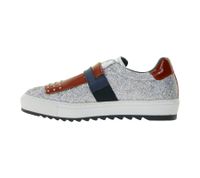 DUCA DEL COSMA Pine Women's Genuine Leather Shoes with Patent Leather, Glittering Everyday Shoes 150591-61 Silver/Blue/Red