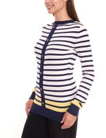 Pull en maille DELMAO pour femme avec patte de boutonnage décorative, pull-chemise à manches longues, rouge/bleu foncé ou bleu/blanc