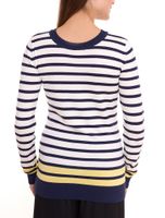 Pull en maille DELMAO pour femme avec patte de boutonnage décorative, pull-chemise à manches longues, rouge/bleu foncé ou bleu/blanc