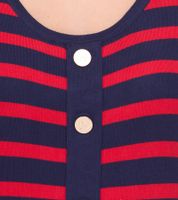 Pull en maille DELMAO pour femme avec patte de boutonnage décorative, pull-chemise à manches longues, rouge/bleu foncé ou bleu/blanc