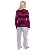 Pull en maille DELMAO pour femme avec patte de boutonnage décorative, pull-chemise à manches longues, rouge/bleu foncé ou bleu/blanc