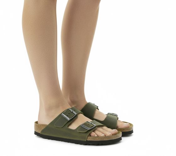 BIRKENSTOCK Arizona Nubuck Leather Slippers for Women and Men, Made in Germany, Narrow Width, 1027039 Khaki