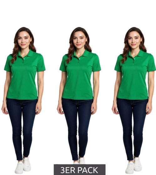 Polo ELEVATE Helios para mujer (paquete de 3), punto piqué de algodón, 180 g/m², 3810769 Verde