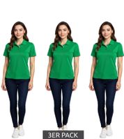 Polo ELEVATE Helios para mujer (paquete de 3), punto piqué de algodón, 180 g/m², 3810769 Verde
