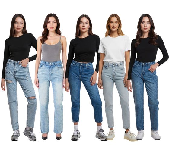 Vaqueros UNEFFECTED para mujer en varios estilos. Pantalones de algodón. Vaqueros azules.