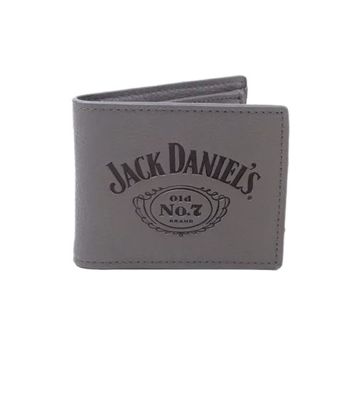 Portefeuille Jack Daniel's en cuir avec logo, gris/noir