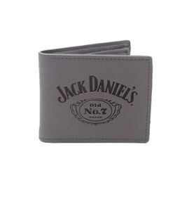 Portefeuille Jack Daniel's en cuir avec logo, gris/noir