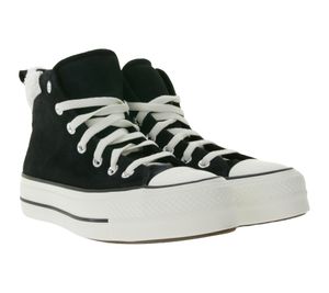 Converse Chuck Taylor All Star Puff Lift, Sneakers alte da donna con fodera in pelliccia sintetica, Sneakers retrò in vera pelle, 132170C, Nero