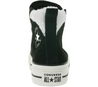 Zapatillas altas Converse Chuck Taylor All Star Puff Lift para mujer con forro de piel sintética, estilo retro de piel auténtica, 132170C, color negro.