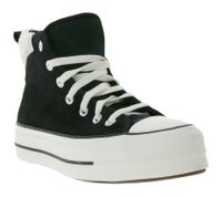 Zapatillas altas Converse Chuck Taylor All Star Puff Lift para mujer con forro de piel sintética, estilo retro de piel auténtica, 132170C, color negro.