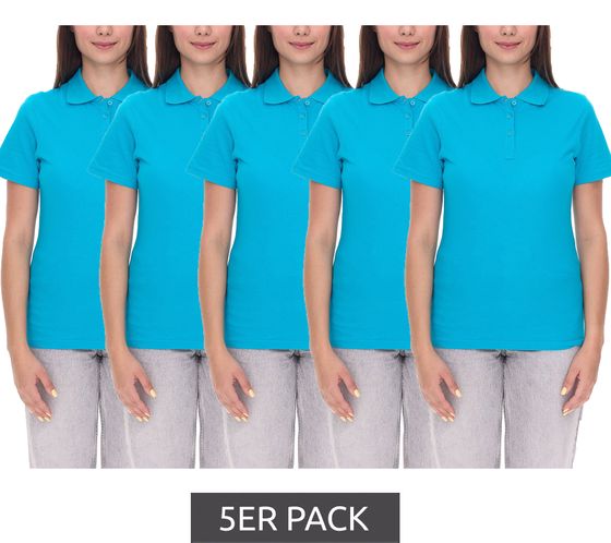 Lot de 5 polos femme ELEVATE Helios, maille de coton piqué, 180 g/m², 3810751, bleu aqua